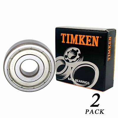 (2 PACK) USA TIMKEN 6200-ZZ 6200ZZ 10X30X9MM Double Metal Seal Ball Bearings