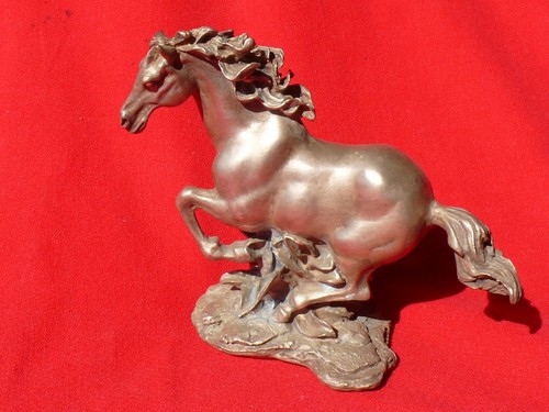 ANTIQUE Chinese Made Nickle Silver RUNNING HORSE 6" Long x 5" Tall 1 lb. 6 Oz.  - Picture 1 of 7