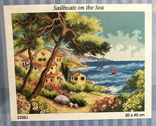Printed needlepoint Tapestry Gobelin 30x40 cm Orchidea Sailboat On The Sea
