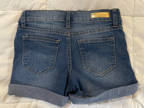 Studio V By Vigoss Knit Denim Shorts & V Gold Roll Cuff Girls Sz 10 - Picture 7 of 9