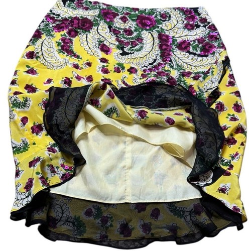 Nanette Lepore Silk Floral Paisley Sequin Knee-Length Skirt sz 8 y2k whimsigoth - Picture 4 of 9