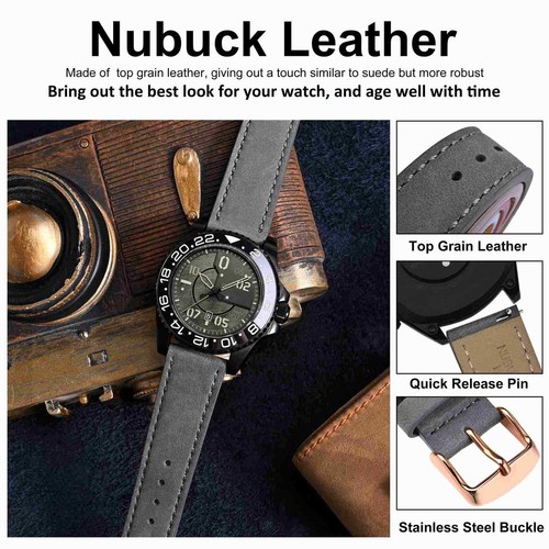 WOCCI Nubuck Top Grano Cuero Correas para Hombre Mujer Negro Marrón Verde Azul - Imagen 96 de 99