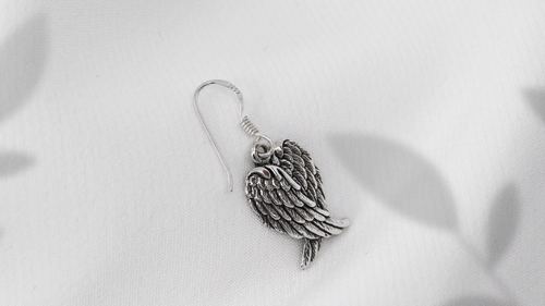 Heavenly Love Heart Shaped Angel Wings Sterling Silver Dangle Earrings - Video 1 of 1