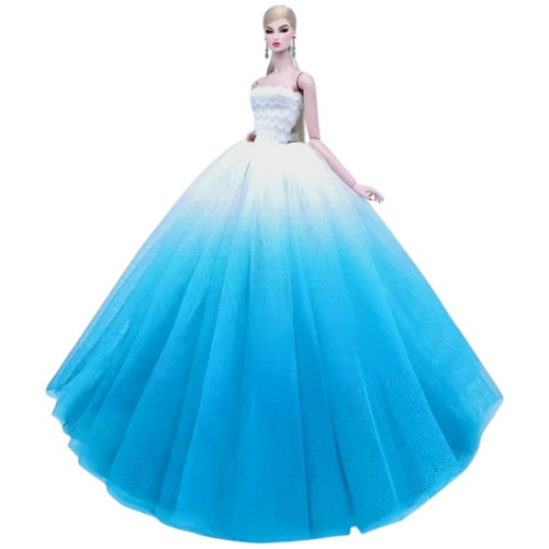 Blau-weißes Tüll Abendkleid für Integrity Toys/Poppy Parker & ähnliche Puppen - Bild 5 von 5