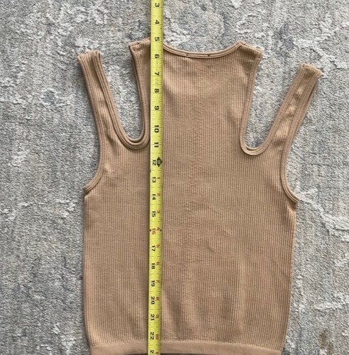 ZARA WOMEN SEAMLESS CUT OUT Ribbed KNIT CAMEL HAIR COLOR TANK TOP SIZE XS-S - Picture 8 of 8