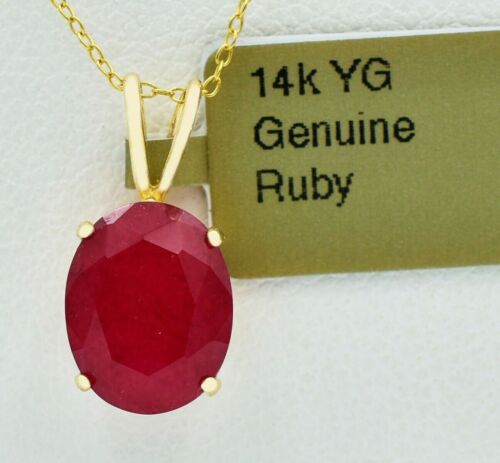 GENUINE 3.26 Cts RUBY PENDANT 14k YELLOW GOLD - Free Appraisal Service - NWT - Picture 1 of 4