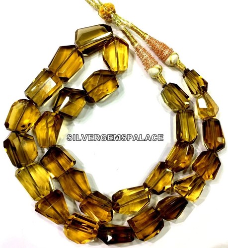 AAA+ Natural Honey Quartz Faceted Beads Gorgeous Necklace Nuggets Quartz Beads. - Picture 4 of 10