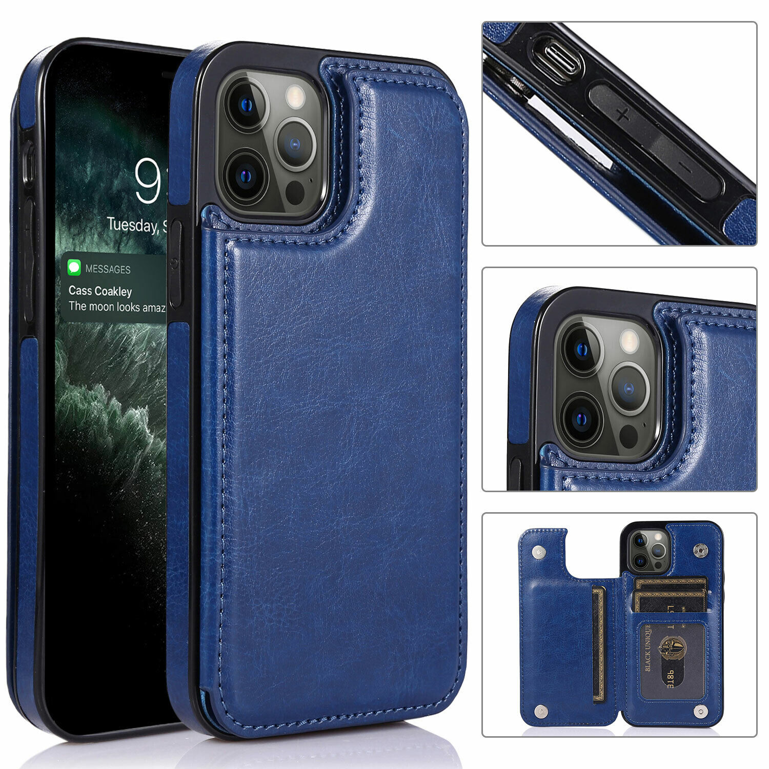 Wallet Card Case Cover Leather Magnetic For iPhone 14 12 13 15 PRO MAX XS XR 8 7 - Picture 40 of 75