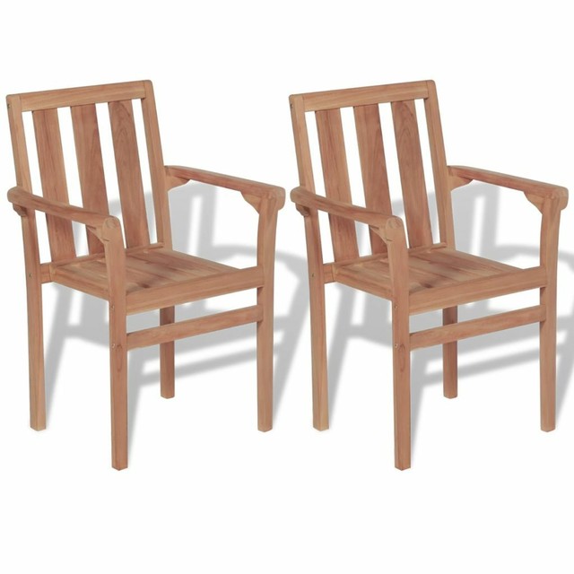 Vidaxl 2x Solid Teak Outdoor Garden Stackable Chairs Dining Stacking Vidaxl 2x Solid Teak Outdoor Garden Stackable Chairs Dining Stacking Seats