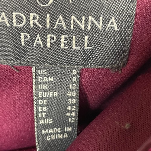 Vestido Adrianna Papell Borgoña Terciopelo Hombro Descubierto Talla 8 Vampy Caprichoso Vestido - Imagen 6 de 8