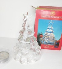 Vintage 6" Glass Christmas Tree Votive Candle Holder Original Box