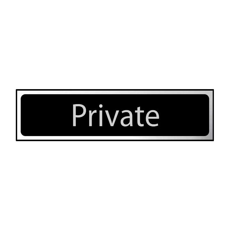 Silver/Black Private Sign Sign Self-Adhesive PVC 200mm x 50mm