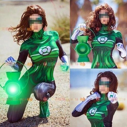 Lady Green Lantern Cosplay Jumpsuit Women Bodysuit Costume Adult Kids Halloween - Picture 2 of 6