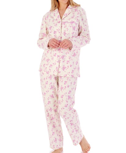 Conjunto de pijama para mujer Slenderella franela algodón floral manga larga parte superior parte inferior de pijama - Imagen 15 de 22