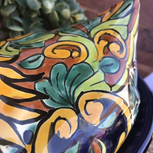 Mexican Hand Painted Folk Art Ceramic Pottery Talavera Chicken Hen Dish w/ Lid - Picture 5 of 10