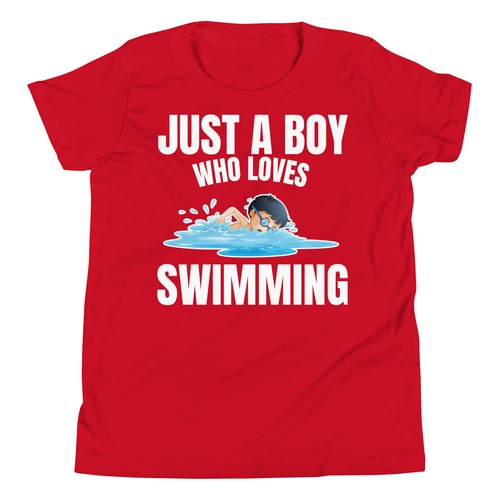 Just A Boy Who Loves Swimming Swimmer Swimming Pool Youth Short Sleeve T-Shirt - Picture 4 of 5