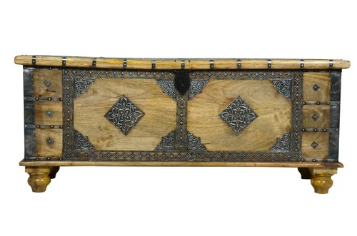 Hand Made Rustic Brass Wooden Chest Box - Picture 5 of 5