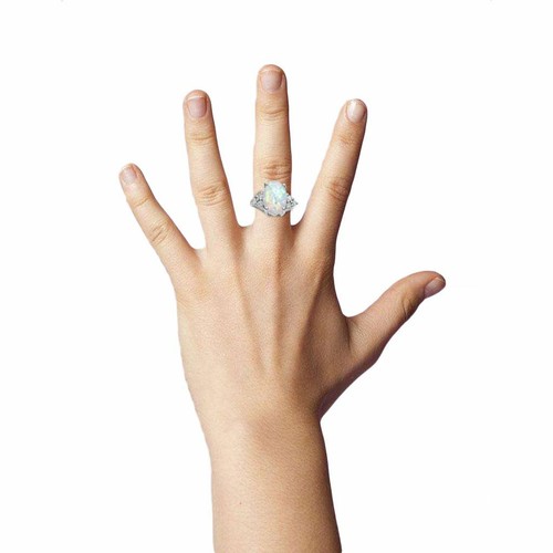 Women Fashion Silver Opal Rings Wedding Birthday Party Jewelry Love Gift &Box - Picture 4 of 9