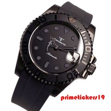 Tandorio NH35 Men's Business 40mm Black Pvd Automatic Watch Date Dive Sapphire