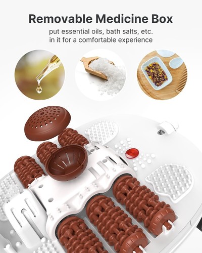 RENPHO Foot Spa Bath Massager Heat Soaker Massage Bubble Roller Deep Soak Gift - Picture 18 of 20