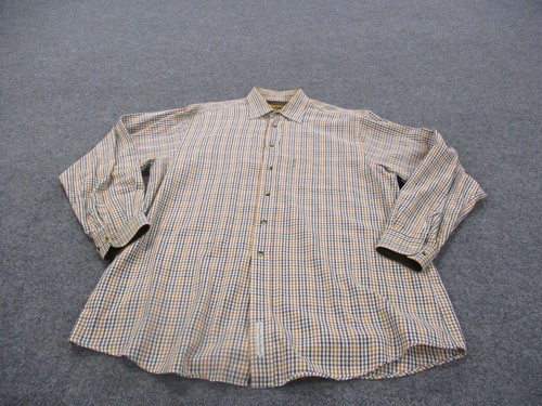 Barbour Shirt Adult XL Yellow Plaid Collared Classic Business Dress Casual Mens - Picture 2 of 9