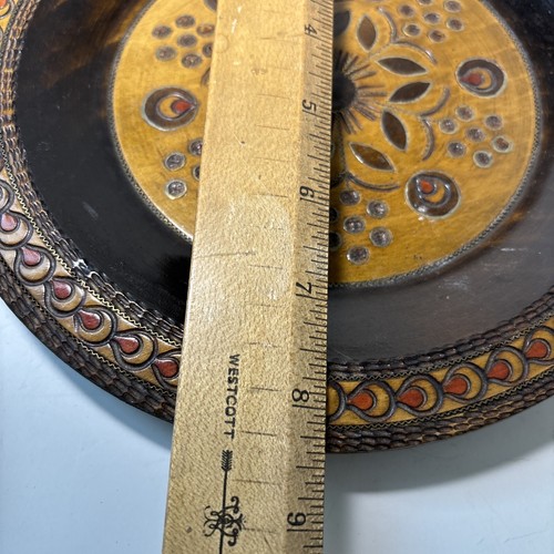 Vintage Polish Wood Inlaid Copper Tray Plate Metal Wood - Picture 5 of 5