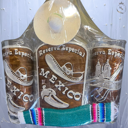 Mexican Tequilero Set Mexican Tequila Glass Bottle With Mini Mexican Sombrero - Picture 7 of 9