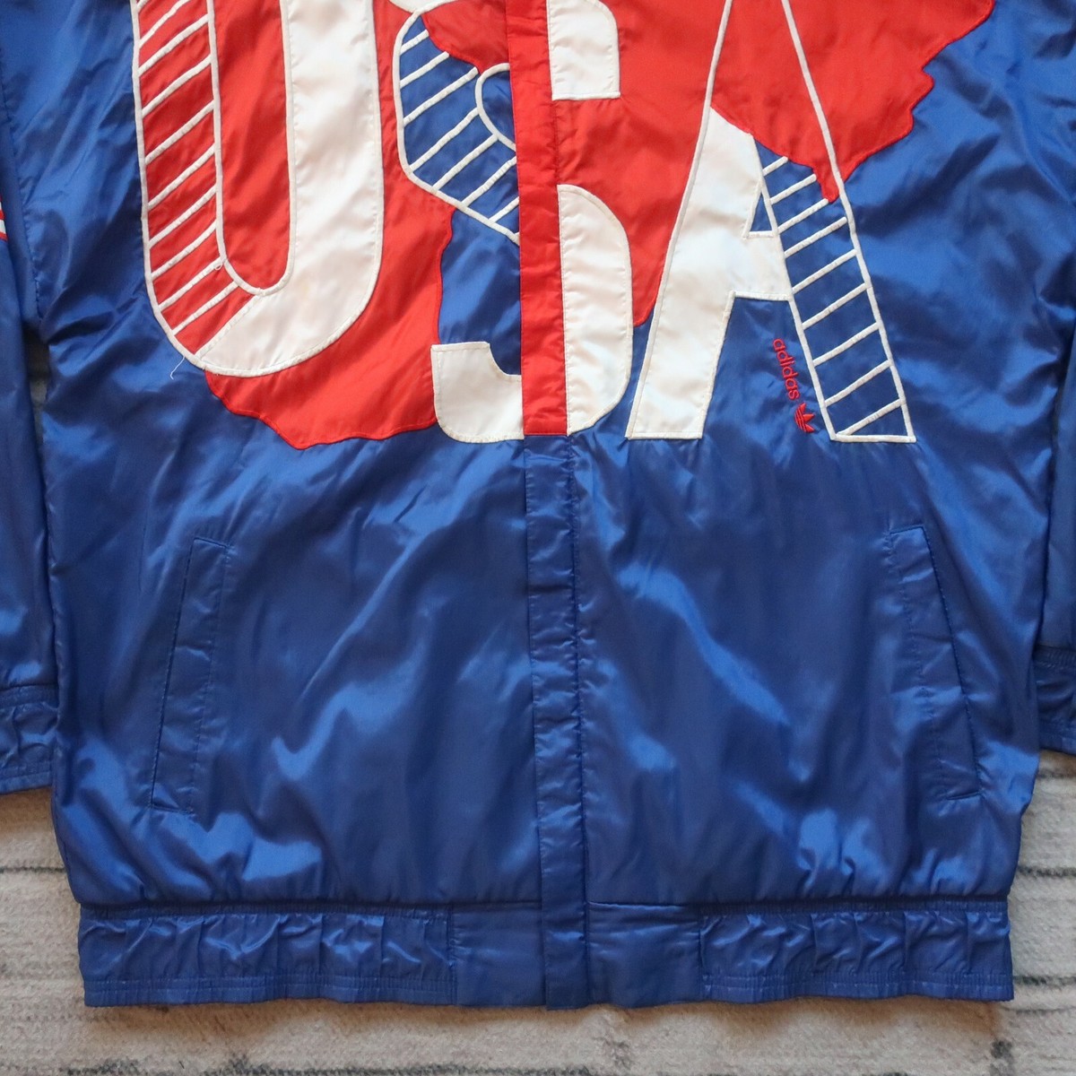 Vintage 80s Adidas Olympics USA Jacket Size L Seoul Sports