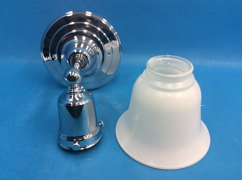 Chrome Silver Color Bathroom Vanity Light w Shade Pottery Barn Hawthorne Sconce - Picture 7 of 10