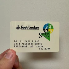 Vintage FOOT LOCKER SPORTS CLUB Membership Card c.1990s
