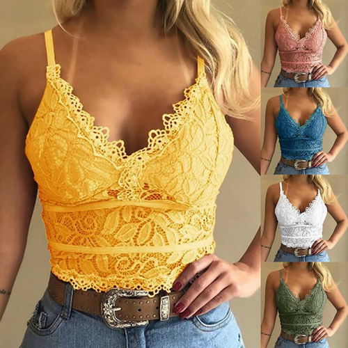 Womens Lace Bralette Bralet Bra Bustier Crop Top Ladies Camisole Cami Vest Tank - Picture 3 of 18
