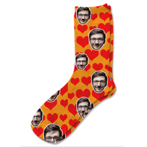 Love Hearts Personalised Photo Socks Add Any Photo Colour Choice Valentines Gift - Picture 14 of 26