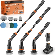 1200RPM Electric Scrubber for Cleaning - 2 * 12V Batteries, 49-Inch Extendable P