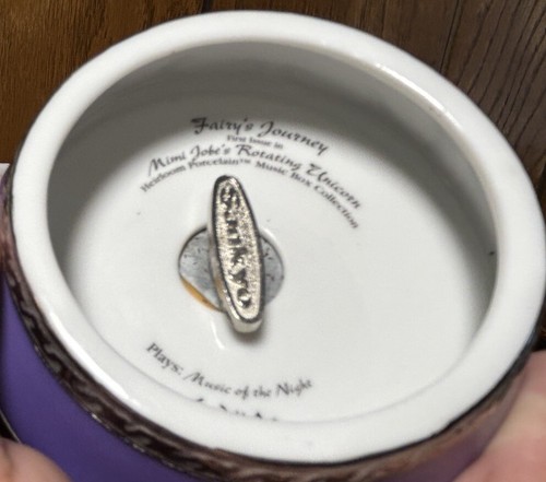 Mimi Jobes Fairys Journey & Unicorns Rotating Porcelain Purple Music Box Plays - Picture 6 of 8