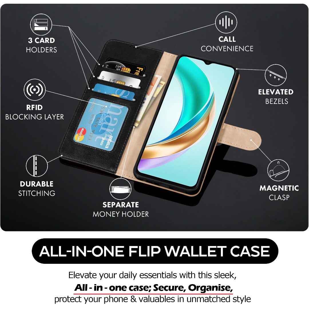 SEAHAI Cover Per Honor X6b, Ultra Sottile Custodia Premium PU Pelle Portafoglio Kickstand Slot Per Schede [RFID Blocking] TPU Antiurto Flip Cover Libro - Blu