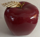 Vintage Red Ceramic Porcelain Decorative Farm Apple with Metal Leaf