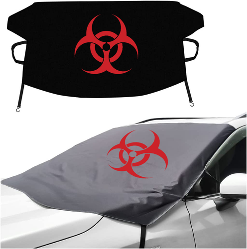 Biohazard Symbol Red Car Font Windshield Cover Sun Visor Universal