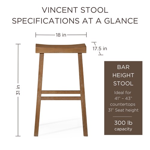 Maven Lane Wooden Rustic Aesthetic Kitchen Bar Stool, Antiqued Finish (Used) - Picture 5 of 6