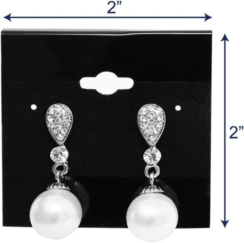 500PC Black Plastic Earring Card 2" x 2" Hang Jewelry Display Plain Cards Retail - Picture 2 of 6