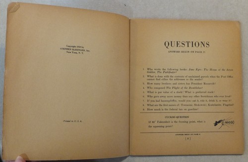 UNCLE JIM'S QUESTION BEE NBC BLUE BOOK QUIZ BOOK NBC Famous Radio Program 1939 - Imagen 4 de 5