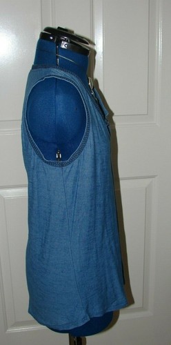 BNWOT size S, (12-14), H & M 100% cotton jersey, soft blue sleeveless tunic top - Picture 7 of 11