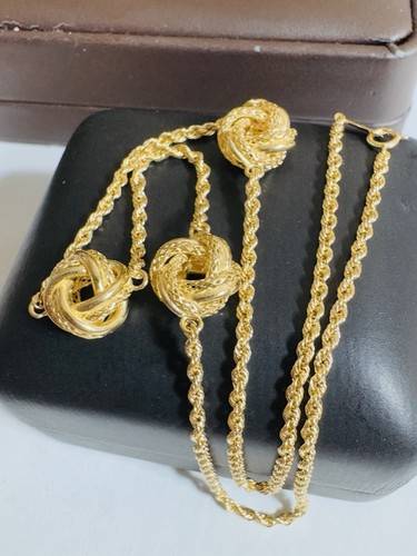 Pure New 18K 750 Dubai Gold Knot Love Necklace 15.5-16 Inch 5g 2mm - Picture 15 of 24