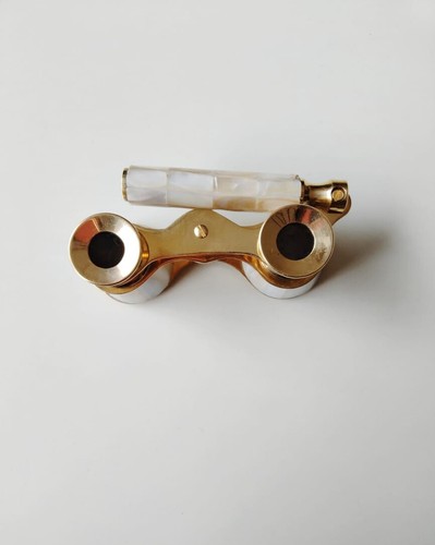 Brass Binoculars Mother of Pearl La Dauphin Paris Opera Glasses with Box - Picture 5 of 7
