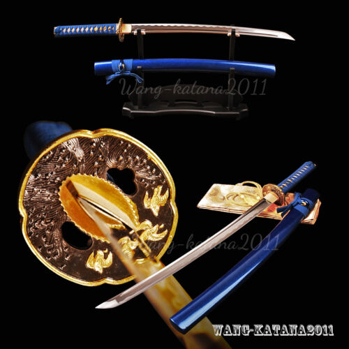 Espada funcional Wakizashi samurai japonesa azul afilada Full Tang de 30" acero 1095 - Imagen 13 de 13