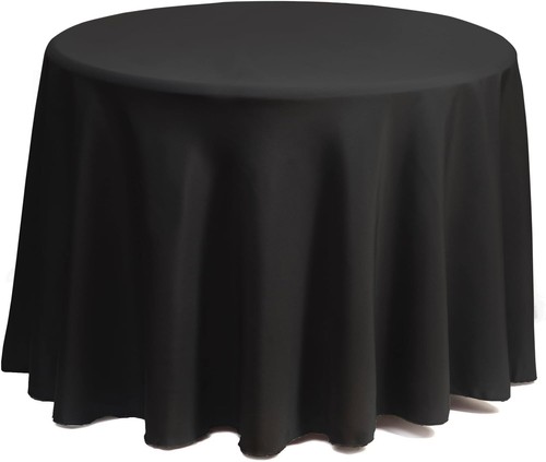 70-Inch Black Round Tablecloth for 24-48 Inch Tables - Heavy-Duty & Washable - Picture 4 of 7