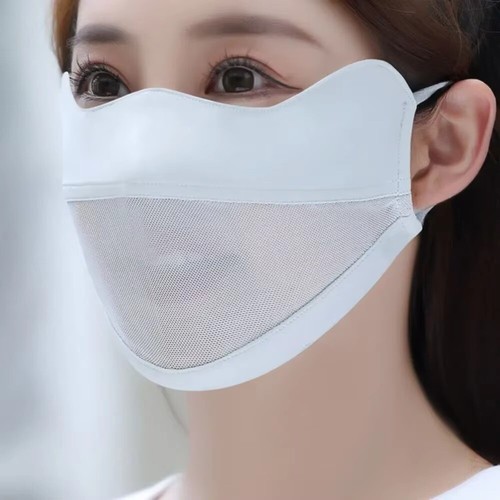 Máscara facial elástica color liso protector solar velo moda bufanda facial pesca - Imagen 8 de 15