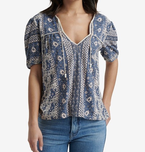 $59 CAMISA MANGA CORTA FAISÁN AZUL MUJER MARCA LUCKY NUEVA CON ETIQUETAS TALLA PEQUEÑA P30-1 - Imagen 1 de 3