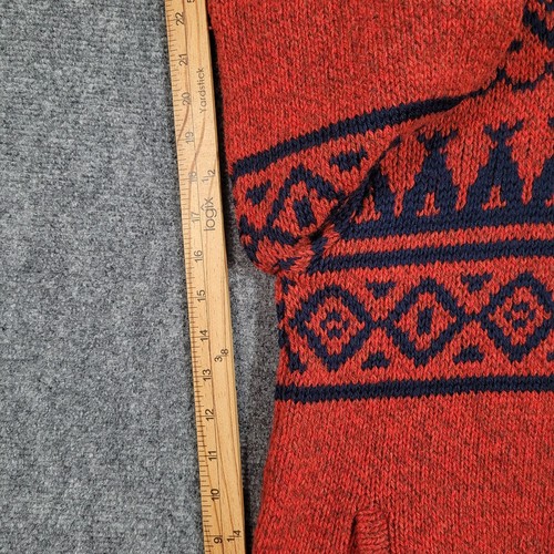Vintage LL Bean Sweater Mens Large Red Fair Isle Wool Full Zip Mock Made in USA - Picture 7 of 9