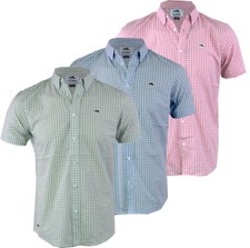 Men's Le Shark Checkered Cotton Short Sleeved Shirt Casual Summer Buttoned S-XXL