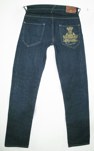 *HOT Men's VIVIENNE WESTWOOD 801C SLIM STRAIGHT EMBROIDERED STRETCH Jeans 30 x34 - Picture 3 of 20